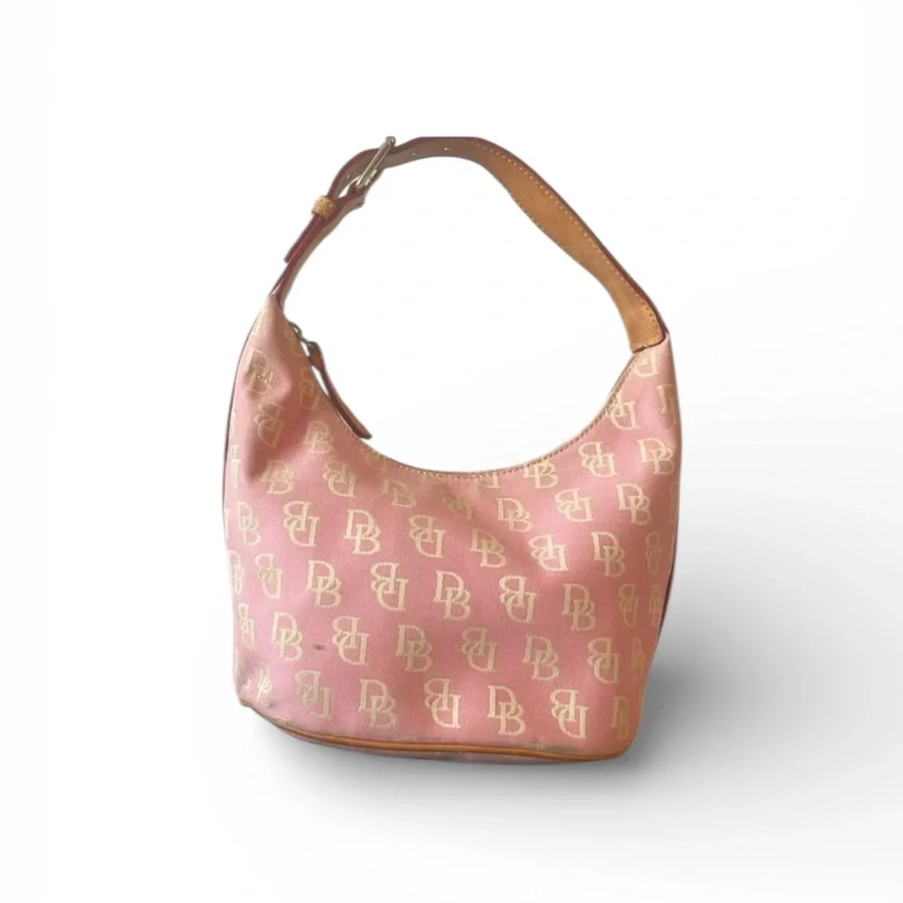 Dooney & Bourke Pink Monogram Mini Hobo Shoulder Bag Vintage Y2K